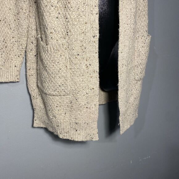 Cynthia Rowley Sz Large Marl Wool  Open Front Long Cardigan Sweater Front Pocket - Picture 4 of 7
